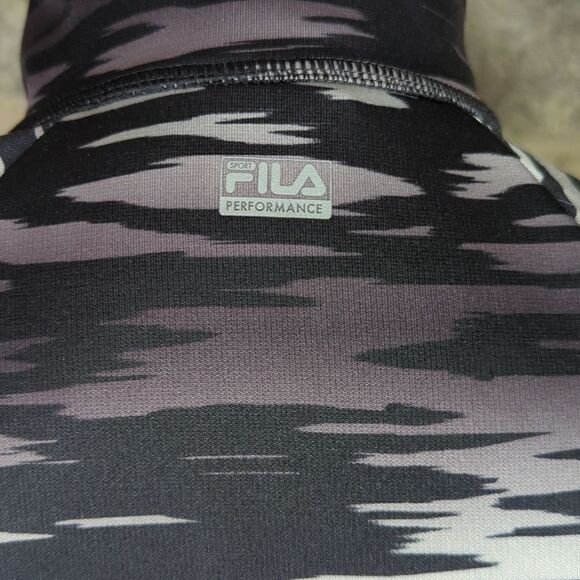 FILA Sport Gray Camo Pull Over 1/4 Zip Kangaroo Pocket Woman's Small Athletic - Picture 9 of 16